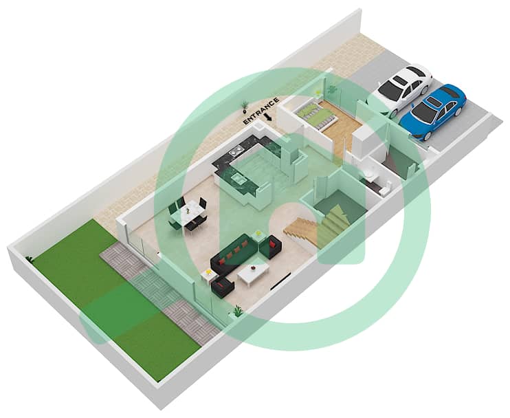 Costa Brava - 5 Bedroom Townhouse Type TYPE LTH-5B-EM Floor plan Ground Floor interactive3D