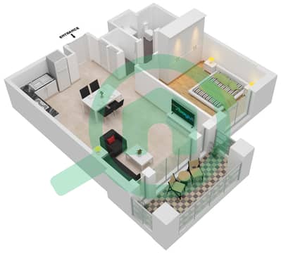 المخططات الطابقية لتصميم النموذج / الوحدة TYPE A UNIT 4 شقة 1 غرفة نوم - مبنى لامتارا 1