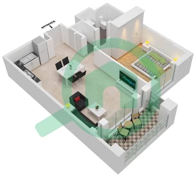 المخططات الطابقية لتصميم النموذج / الوحدة TYPE A UNIT 6 شقة 1 غرفة نوم - مبنى لامتارا 1