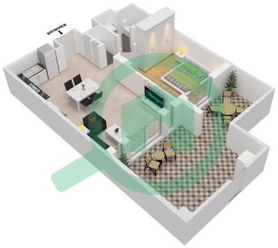 المخططات الطابقية لتصميم النموذج / الوحدة TYPE A UNIT 1 شقة 1 غرفة نوم - مبنى لامتارا 1