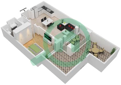 المخططات الطابقية لتصميم النموذج / الوحدة A UNIT 10 شقة 1 غرفة نوم - مبنى لامتارا 1