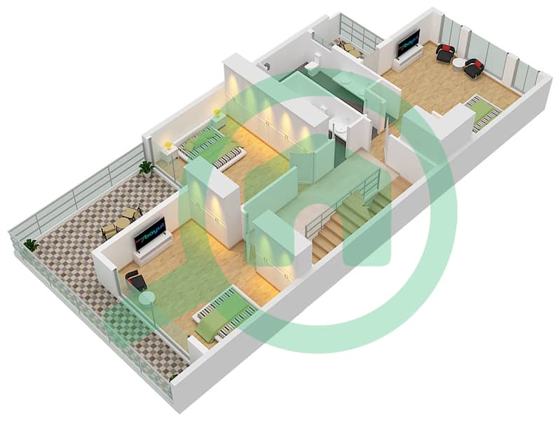 المخططات الطابقية لتصميم النموذج LTH-5B-EM فیلا 5 غرف نوم - كوستا برافا First Floor interactive3D