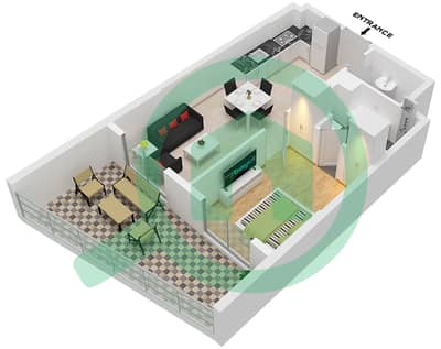 المخططات الطابقية لتصميم النموذج CLASSIC شقة 1 غرفة نوم - بن غاطي افينيو
