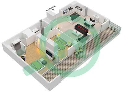 Азур - Апартамент 2 Cпальни планировка Тип 1A