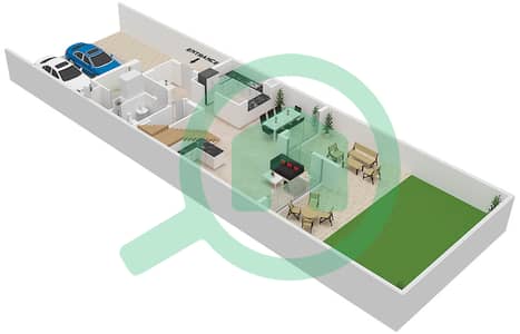 Murooj Al Furjan - 3 Bedroom Townhouse Type/unit A / MIDDLE UNIT Floor plan