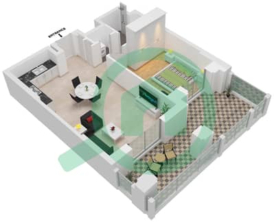 المخططات الطابقية لتصميم النموذج / الوحدة A1/G05 شقة 1 غرفة نوم - بناية لماع 2