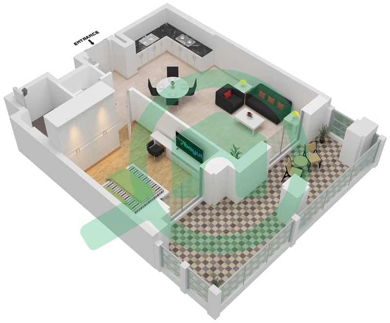 Lamaa Building 2 - 1 Bedroom Apartment Type/unit A1 / G06 Floor plan Ground Floor interactive3D