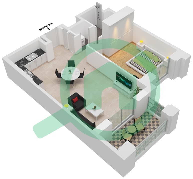 Lamaa Building 2 - 1 Bedroom Apartment Type/unit A1/107,207,307 Floor plan Floor 1-5 interactive3D
