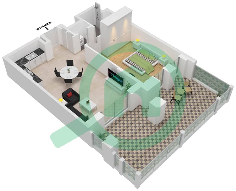 Lamaa Building 2 - 1 Bedroom Apartment Type/unit B1/G10 Floor plan Ground Floor interactive3D