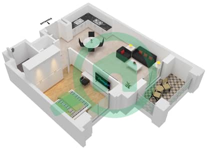 المخططات الطابقية لتصميم النموذج / الوحدة A1/104-204-304 شقة 1 غرفة نوم - بناية لماع 2
