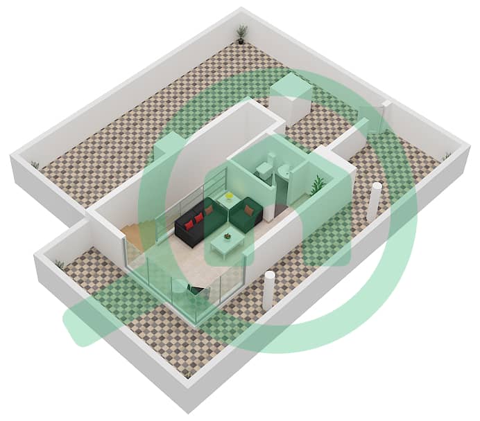 المخططات الطابقية لتصميم النموذج SEMI DETACHED VILLA-1 فیلا 4 غرف نوم - يونيو Second Floor interactive3D