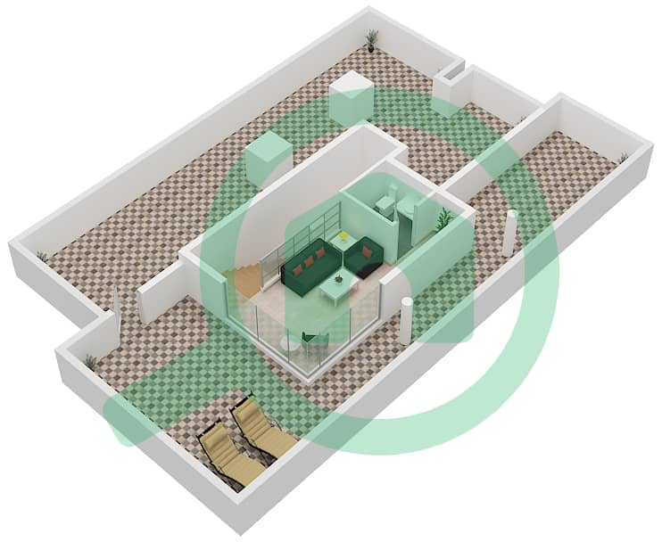 المخططات الطابقية لتصميم النموذج SEMI DETACHED VILLA-2 فیلا 5 غرف نوم - يونيو Second Floor interactive3D