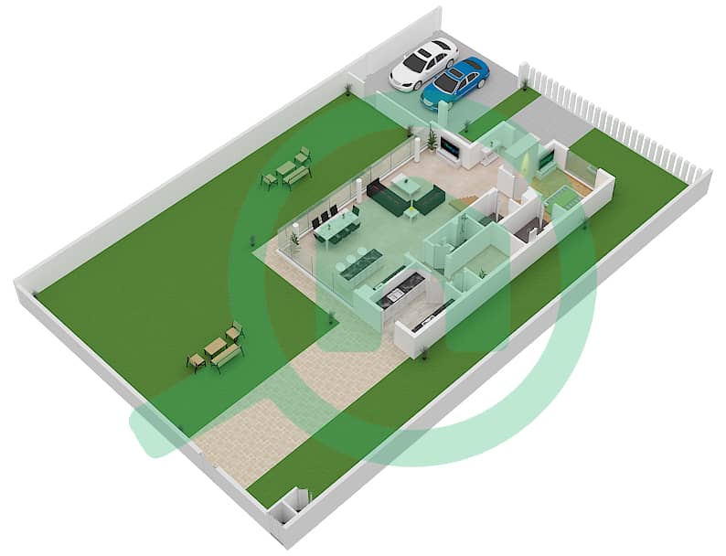 六月小区 - 5 卧室别墅类型STAND ALONE VILLA-1戶型图 Ground Floor interactive3D