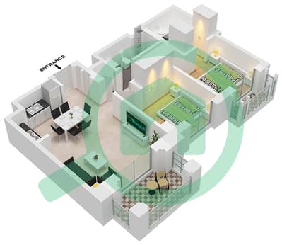 المخططات الطابقية لتصميم الوحدة 6-LEVEL 2,3 شقة 2 غرفة نوم - بريز في كريك بيتش