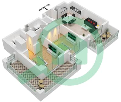 المخططات الطابقية لتصميم الوحدة 306-LEVEL 3 شقة 2 غرفة نوم - صيف في كريك بيتش