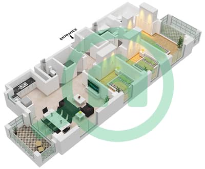 المخططات الطابقية لتصميم الوحدة 201,301-LEVEL 2,3 شقة 3 غرف نوم - صيف في كريك بيتش