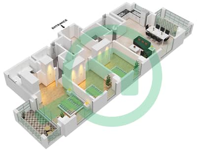 المخططات الطابقية لتصميم الوحدة 208-308-LEVEL 2,3 شقة 3 غرف نوم - سمر في كريك بيتش