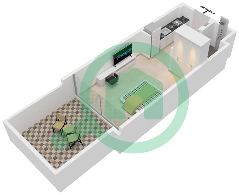 المخططات الطابقية لتصميم الوحدة 01 FLOOR 1 شقة استوديو - عزيزي ريفييرا 24 1st Floor interactive3D
