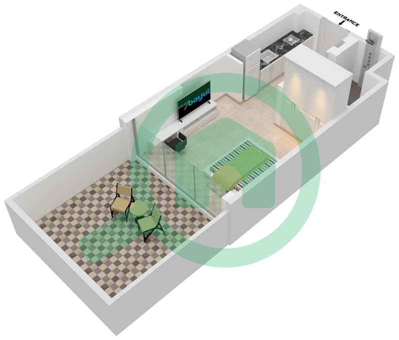 المخططات الطابقية لتصميم الوحدة 05 FLOOR 1 شقة استوديو - عزيزي ريفييرا 24 1st Floor interactive3D