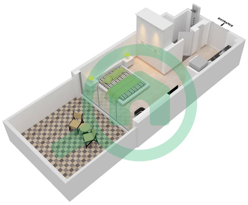 المخططات الطابقية لتصميم الوحدة 06 FLOOR 1 شقة استوديو - عزيزي ريفييرا 24 1st Floor interactive3D
