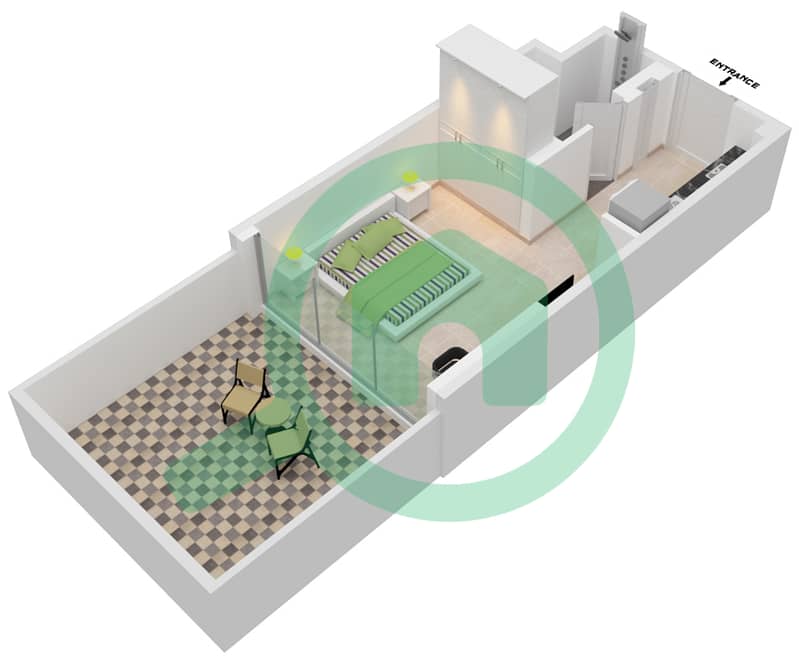 المخططات الطابقية لتصميم الوحدة 08 FLOOR 1 شقة استوديو - عزيزي ريفييرا 24 1st Floor interactive3D
