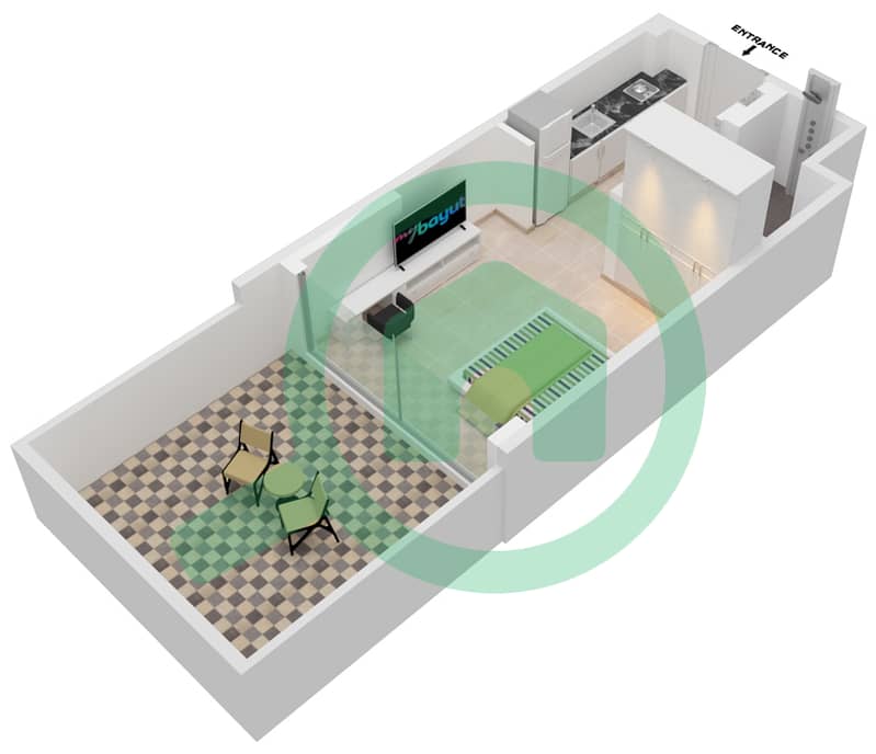 المخططات الطابقية لتصميم الوحدة 11 FLOOR 1 شقة استوديو - عزيزي ريفييرا 24 1st Floor interactive3D