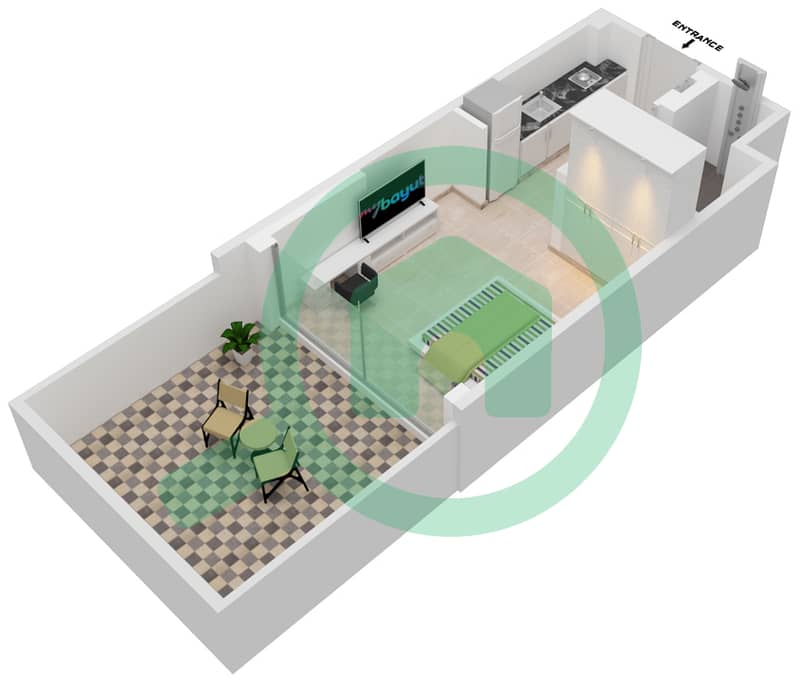 المخططات الطابقية لتصميم الوحدة 13 FLOOR 1 شقة استوديو - عزيزي ريفييرا 24 1st Floor interactive3D