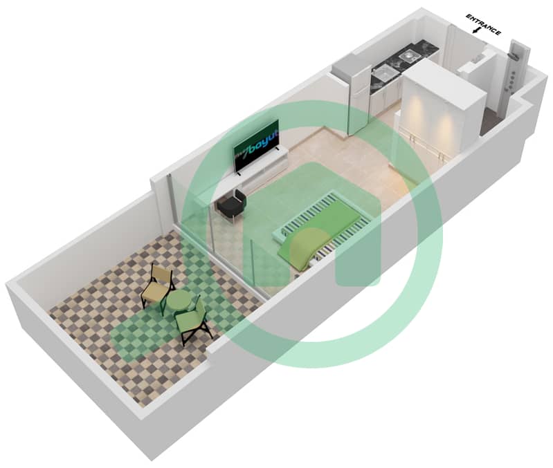 المخططات الطابقية لتصميم الوحدة 14 FLOOR 1 شقة استوديو - عزيزي ريفييرا 24 1st Floor interactive3D