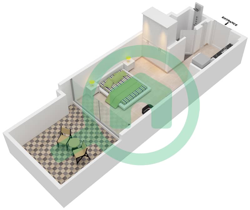 Azizi Riviera 24 - Studio Apartment Unit 17 FLOOR 1 Floor plan 1st Floor interactive3D