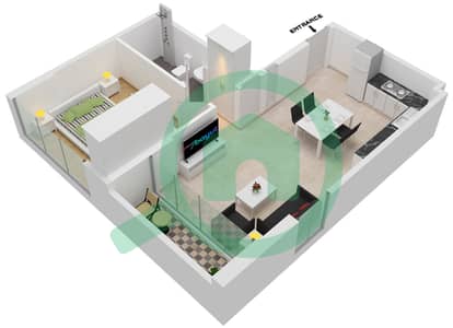 Азизи Ривьера 24 - Апартамент 1 Спальня планировка Единица измерения 3 FLOOR 2,4,6,8