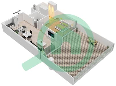 المخططات الطابقية لتصميم الوحدة 02  FLOOR 3 شقة 1 غرفة نوم - لوريتو 1B