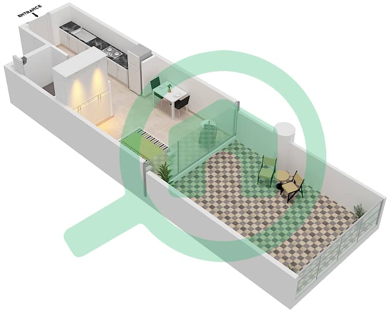 洛雷托公寓1B楼 - 单身公寓单位03  FLOOR 3戶型图 Floor 3 interactive3D