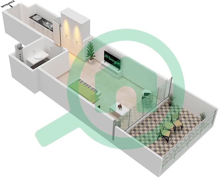 المخططات الطابقية لتصميم الوحدة 05  FLOOR 3 شقة استوديو - لوريتو 1B Floor 3 interactive3D