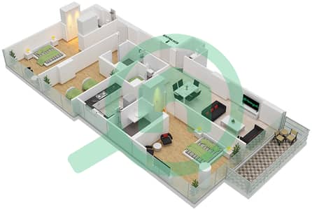 المخططات الطابقية لتصميم الوحدة 01 FLOOR 4-6 شقة 3 غرف نوم - لوريتو 1B