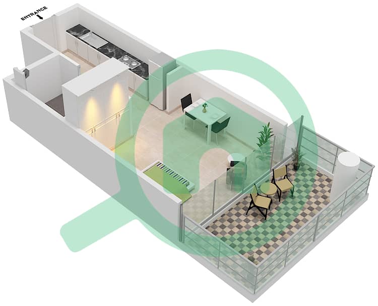 المخططات الطابقية لتصميم الوحدة 03  FLOOR 4-6 شقة استوديو - لوريتو 1B Floor 4-6 interactive3D