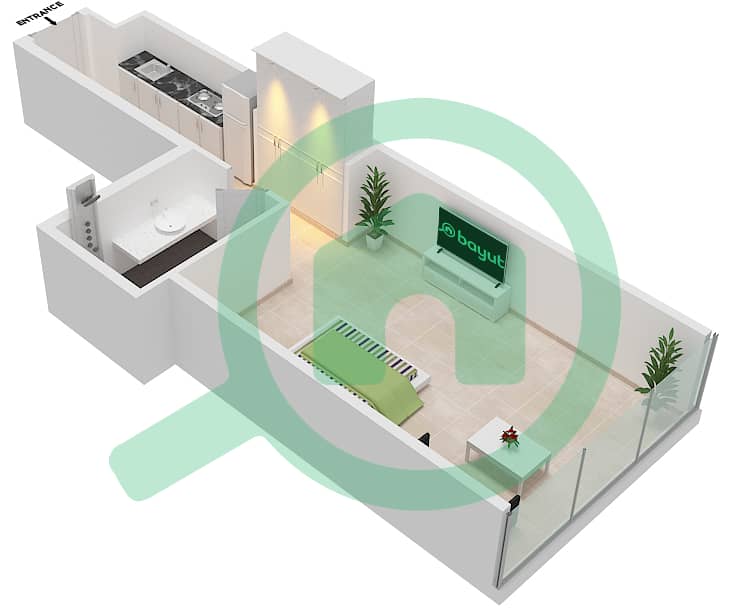 المخططات الطابقية لتصميم الوحدة 05  FLOOR 4-6 شقة استوديو - لوريتو 1B Floor 4-6 interactive3D