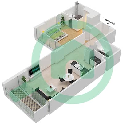 المخططات الطابقية لتصميم الوحدة 07  FLOOR 4-6 شقة 1 غرفة نوم - لوريتو 1B