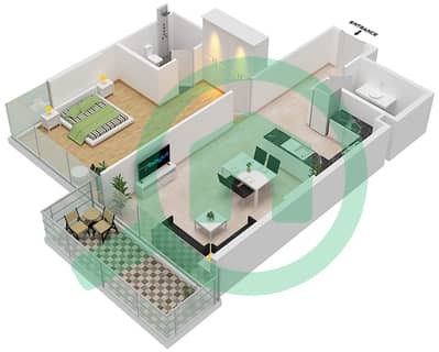 المخططات الطابقية لتصميم الوحدة 08  FLOOR 7 شقة 1 غرفة نوم - لوريتو 1B