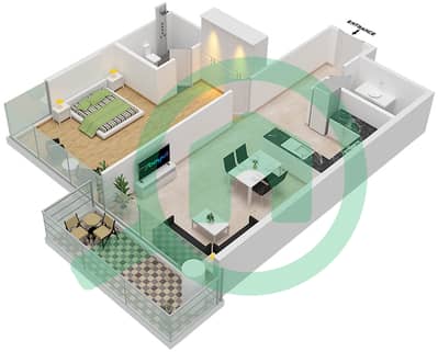 المخططات الطابقية لتصميم الوحدة 09  FLOOR 8-9 شقة 1 غرفة نوم - لوريتو 1B