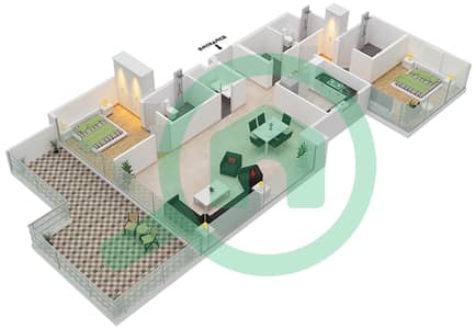 المخططات الطابقية لتصميم الوحدة 10  FLOOR 8-9 شقة 2 غرفة نوم - لوريتو 1B