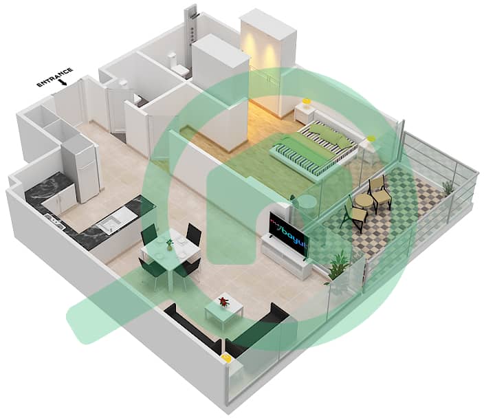 Loreto 1B - 1 Bedroom Apartment Unit 02  FLOOR 8-9 Floor plan Floor 8-9 interactive3D
