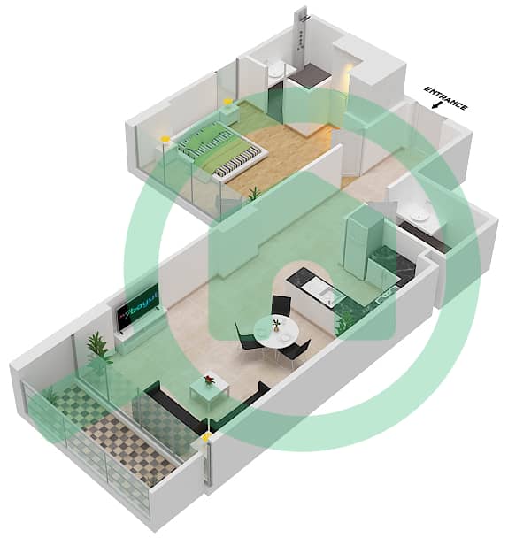 المخططات الطابقية لتصميم الوحدة 06  FLOOR 8-9 شقة 1 غرفة نوم - لوريتو 1B Floor 8-9 interactive3D