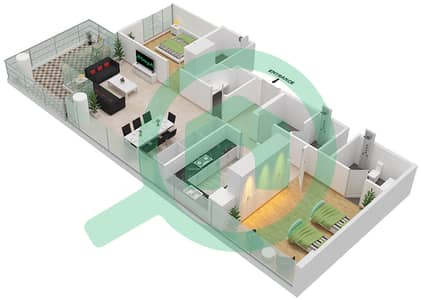 洛雷托公寓1B楼 - 2 卧室公寓单位13  FLOOR 4戶型图