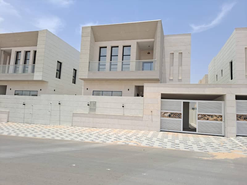 At an excellent price, without down payment, a villa near the mosque, one of the most luxurious villas in Ajman, with a modern design, super deluxe fi