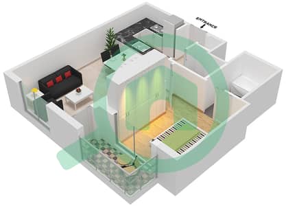 المخططات الطابقية لتصميم الوحدة UNIT 5,7 FLOOR 3-31 شقة 1 غرفة نوم - فيدا ريزيدنس داون تاون