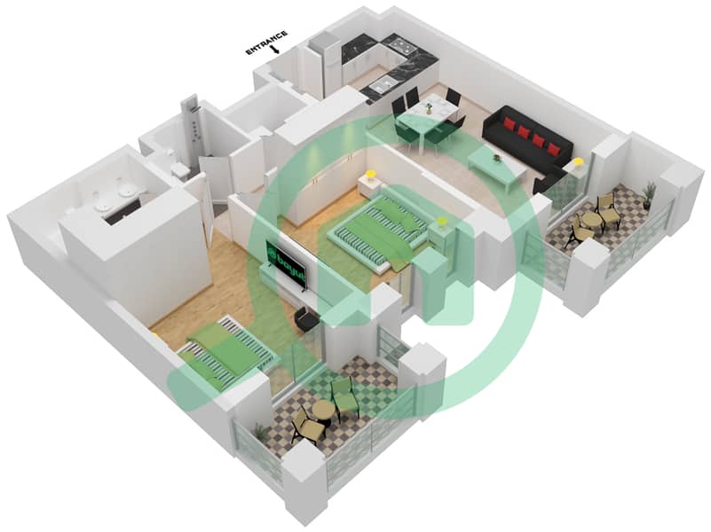 Lamaa Building 2 - 2 Bedroom Apartment Type/unit A6/105-205 Floor plan Floor 1-2 interactive3D