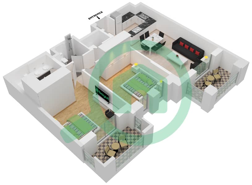 Lamaa Building 2 - 2 Bedroom Apartment Type/unit A6/405-505 Floor plan Floor 4-5 interactive3D