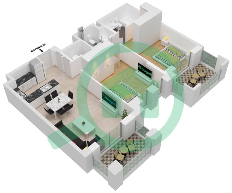 Lamaa Building 2 - 2 Bedroom Apartment Type/unit A5/501 Floor plan Floor-5 interactive3D
