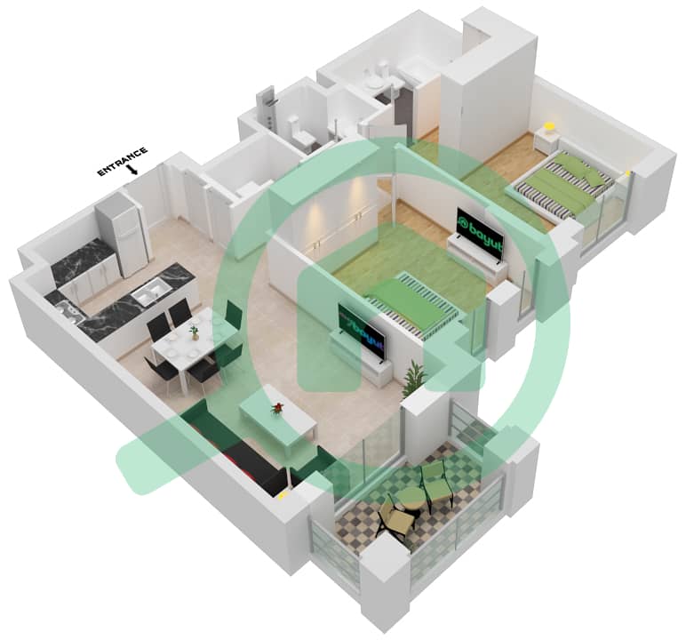 Lamaa Building 2 - 2 Bedroom Apartment Type/unit A5/601 Floor plan Floor-6 interactive3D