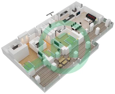 المخططات الطابقية لتصميم النموذج / الوحدة D1/G11 شقة 3 غرف نوم - بناية لماع 2